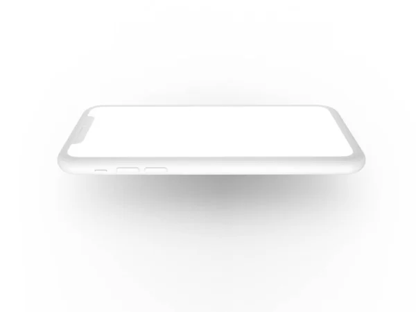 Smartphone Προοπτική Mockup Μπροστινή Πλευρά Μια Λευκή Οθόνη Απομονωμένο Λευκό — Φωτογραφία Αρχείου