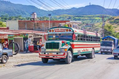 Colorful local bus in town of Matagalpa in Nicaragua. clipart