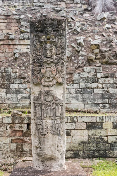 Carved stones at the  Mayan ruins in Copan Ruinas, Honduras