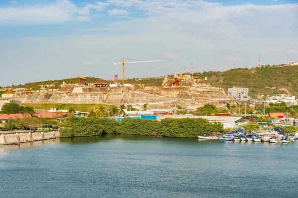 Castillo San Felipe de Barajas słynnej twierdzy w mieście Cartagena, — Zdjęcie stockowe