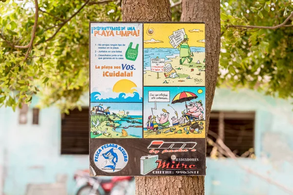 Sign at the beach El Rompio near Chitre. — Stock Photo, Image