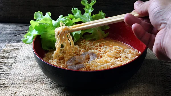 Instant noodle tom yum kung Stock Image
