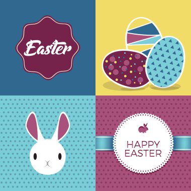 Tipografi, Yumurta ve Tavşan ile Cool Happy Easter