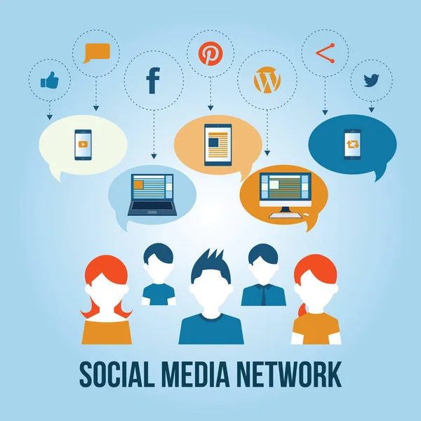 Social Media Network — Stock Vector