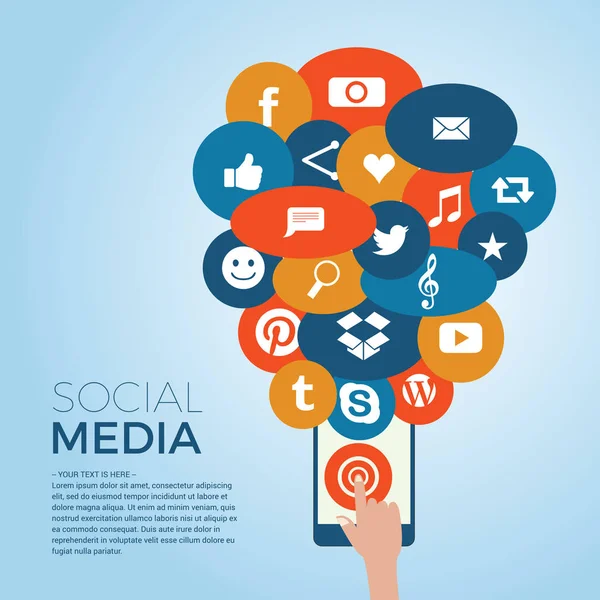 Mediów społecznych witryn A urządzenia można podłączyć — Wektor stockowy