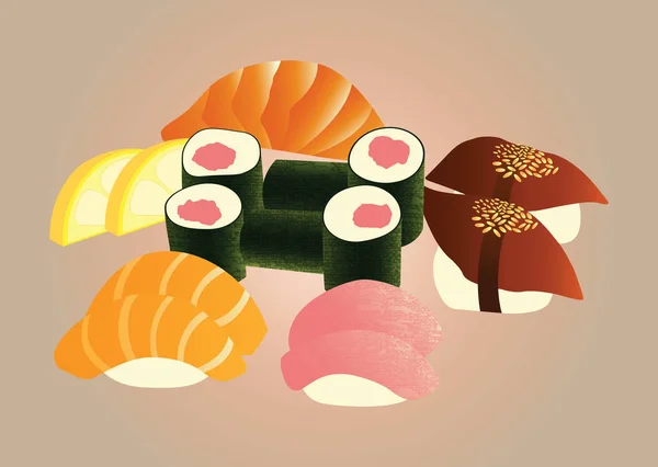 Suşi, Japon gıda — Stok Vektör
