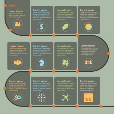 İş zaman çizelgesi Infographic ile iş ikonları/simgeleri