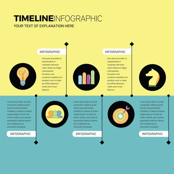 Infografía de la línea de tiempo del negocio con iconos del negocio — Vector de stock
