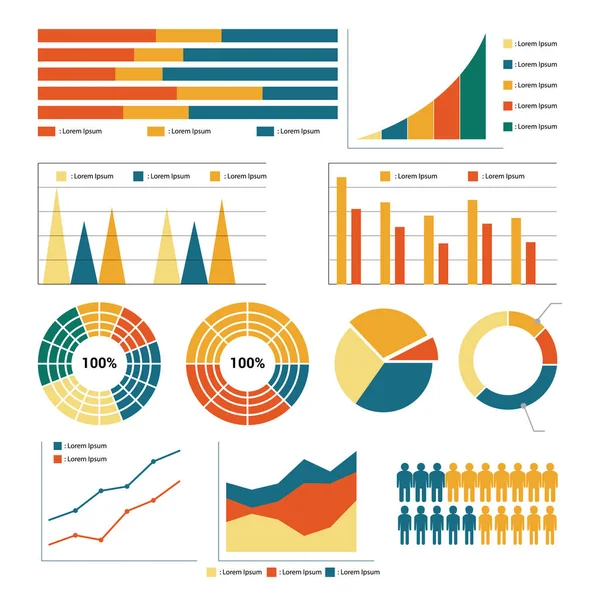 Infografía de la carta de negocios con muchas alternativas de gráfico y — Vector de stock