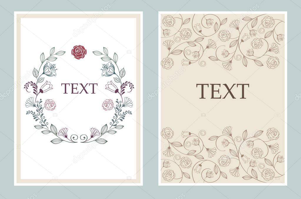 wedding invitation card suite with flowers.