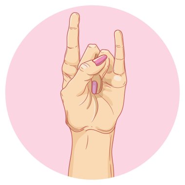 Bir insan eli, Rock and Roll işareti. Gerçekçi vektör illüstrasyon. - Vektör