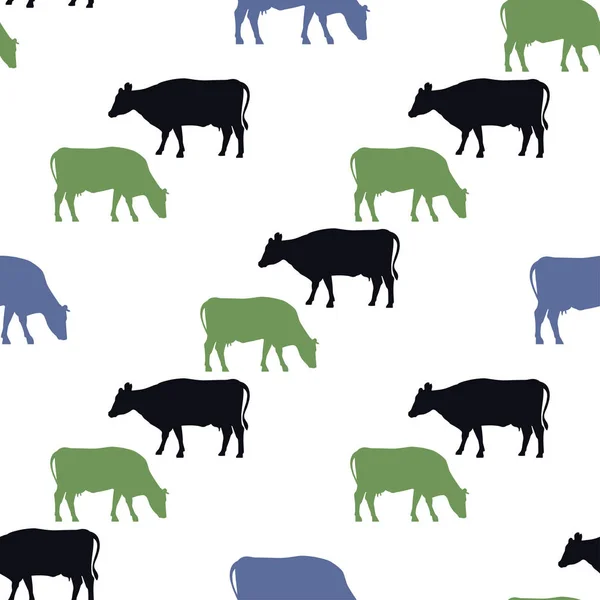 Patrón sin costura con vacas de colores — Vector de stock