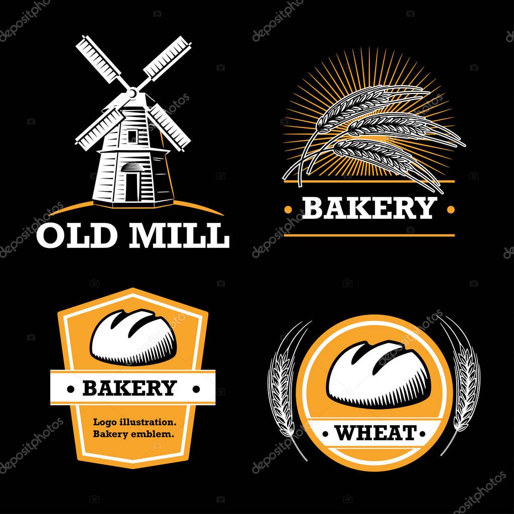 Set of vintage bakery labels, badges and design elements