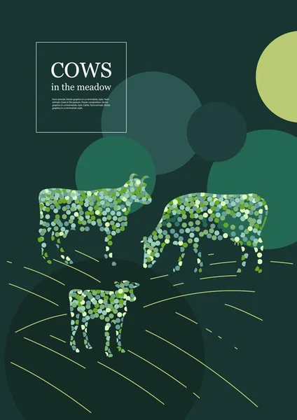 Sample brochure. Agricultural background. Cows made up of circles. — Stock Vector