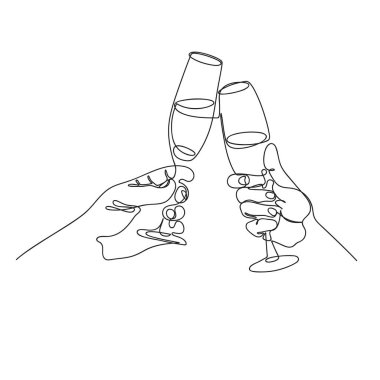 Elin bir kadeh şarap tutsun. Bilek tek sıra halinde çizilmiş. Minimalist biçim grafikleri.