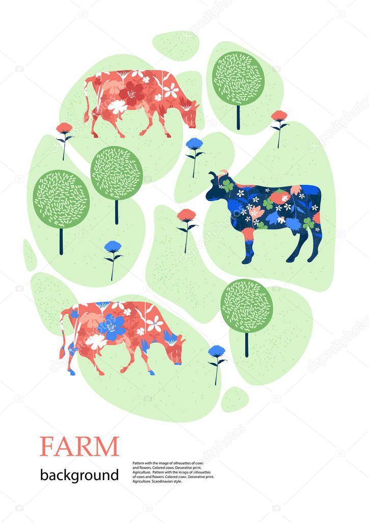 Sample brochure. Agricultural background. Cows in the pasture.