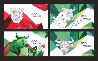Borsa Trend sembolleri. Yatay afiş seti.
