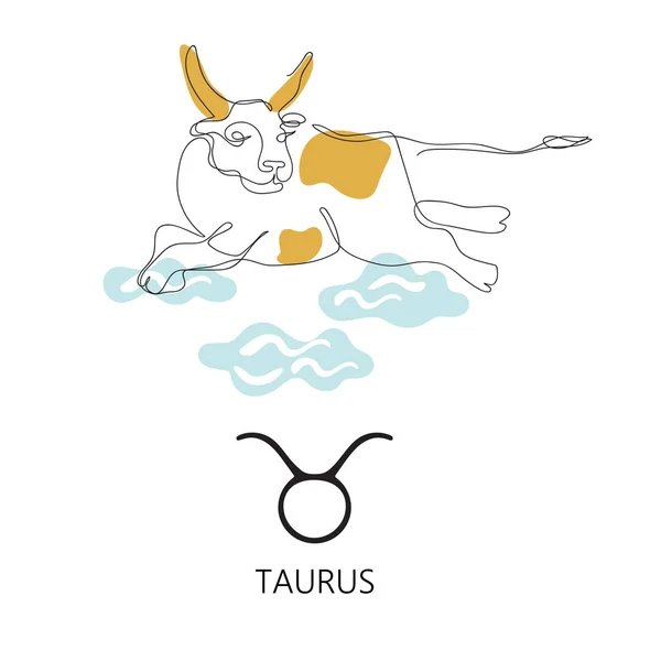 Zodiac sign Taurus. One line. Vector illustration in the style of minimalism. — Stock Vector