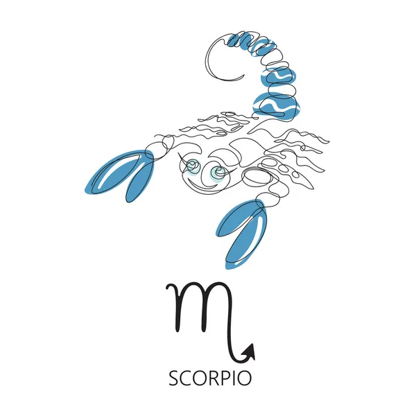 Zodiac sign Scorpio. One line. Vector illustration in the style of minimalism. — Stock Vector