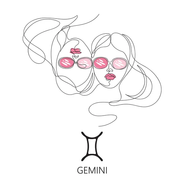 Costellazione zodiacale dei Gemelli. Una sola battuta. Illustrazione vettoriale nello stile del minimalismo. — Vettoriale Stock