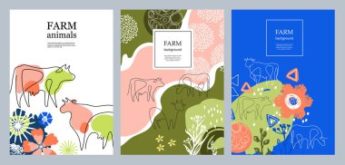 Otlaktaki inekler. Bir çizgi. Parlak desen.