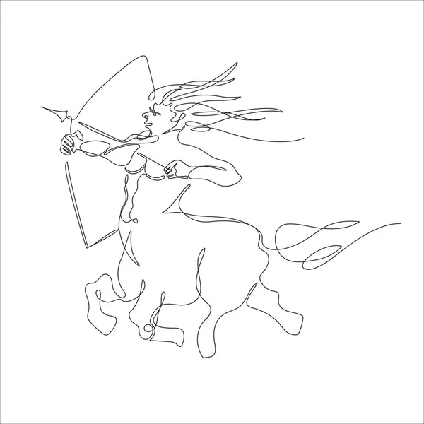 Ilustración vectorial de un centauro Un dibujo de línea. Línea continua . — Vector de stock