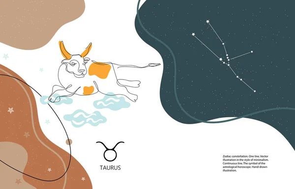 Zvěrokruh. Souhvězdí Taurus. Vodorovný prapor. Jeden řádek. — Stockový vektor