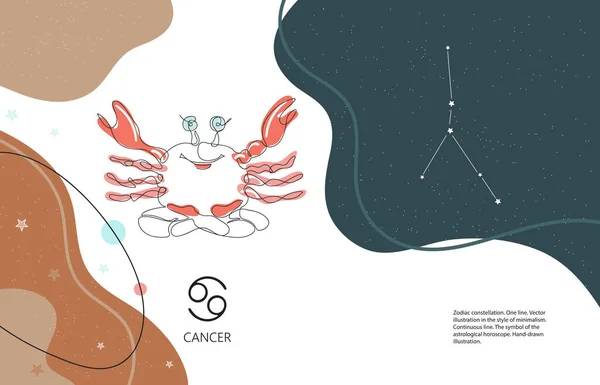 Fond zodiaque. Constellation du cancer. L'élément de l'eau. — Image vectorielle