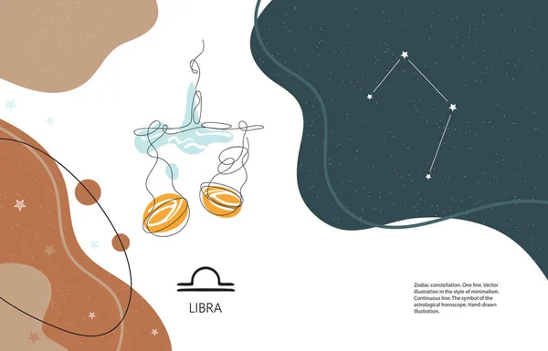 Fundo do zodíaco. Constelação de Libra. O elemento é o ar. Bandeira horizontal . —  Vetores de Stock