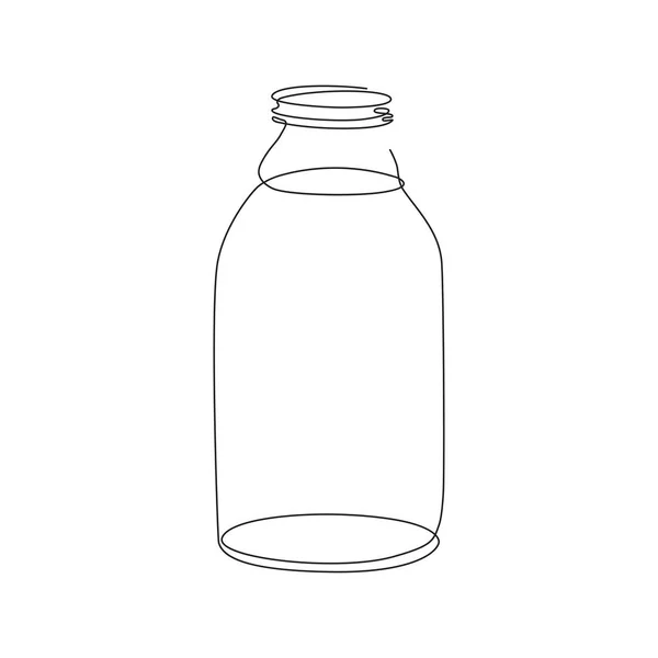 Die Milchflasche ist in einer Linie eingezeichnet. Durchgehende Linie. Minimalistische Grafik. — Stockvektor