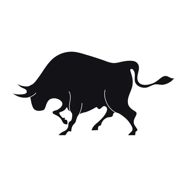 Vector image of a bull. Cattle. Black and white illustration. — Stockvektor