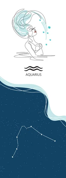 Zvěrokruh. Constellation Aquarius. Jedna řada. Minimalistická grafika. — Stockový vektor