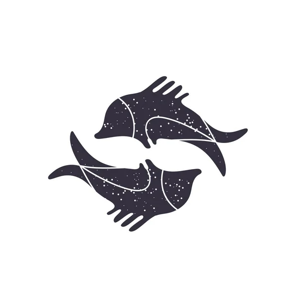Dierenriemteken Vissen. Het symbool van de astrologische horoscoop. — Stockvector