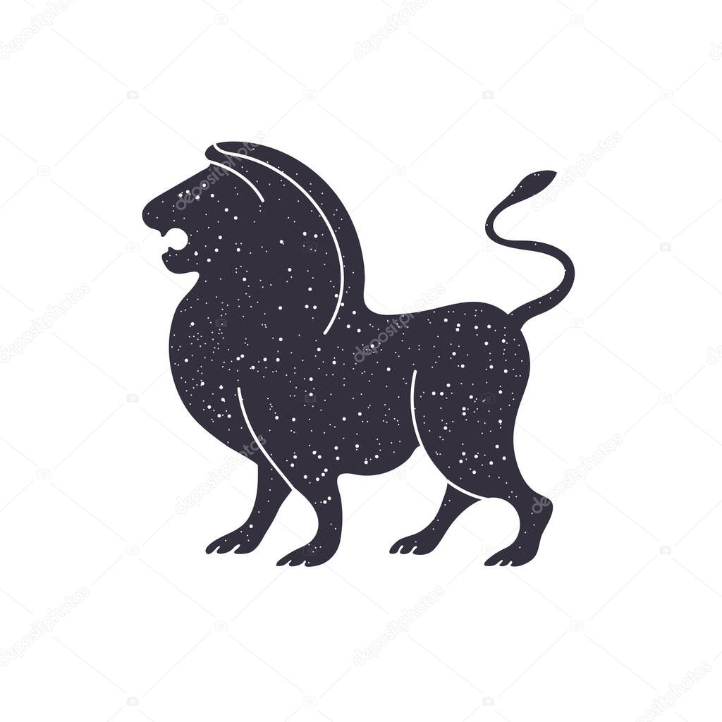 Zodiac sign Leo. The symbol of the astrological horoscope. Silhouette of a lion.