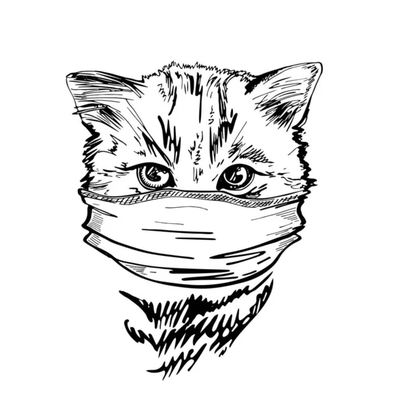 Porträt einer Katze in einer medizinischen Maske. Pandemie. COVID-19. — Stockvektor