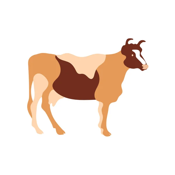 Silueta de vaca hecha de segmentos multicolores. Ilustración agrícola. — Vector de stock