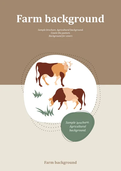 Modèle de brochure. Contexte agricole. Silhouette de vache faite de segments multicolores. — Image vectorielle