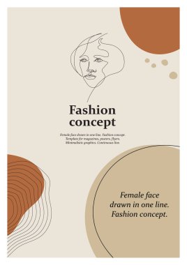 Tek sıra halinde çizilmiş bir kadın yüzü. Moda konsepti.