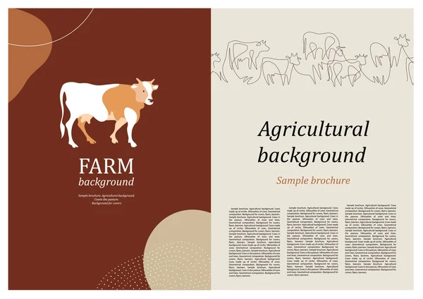 Beispielbroschüre. Landwirtschaftlicher Hintergrund. Kühe Silhouette aus bunten Segmenten. — Stockvektor