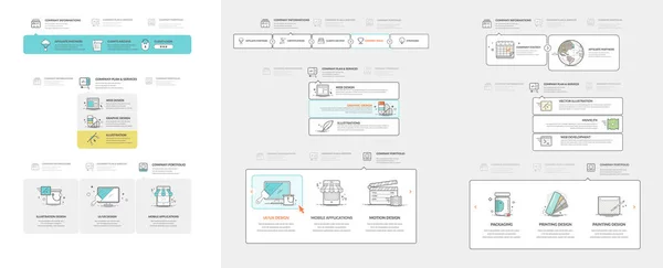 Modelli di sito web Elementi di raccolta con icone . — Vettoriale Stock