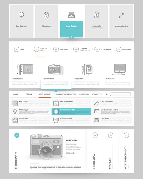 Website template elements with concept icons. Vector Graphics