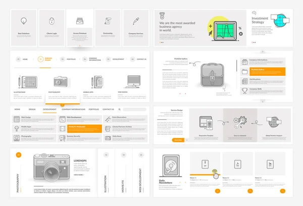 Éléments de gabarit de site Web avec icônes concept . — Image vectorielle