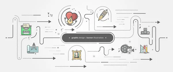 Modèle Bannière Conception Commerciale Graphique Avec Icônes — Image vectorielle