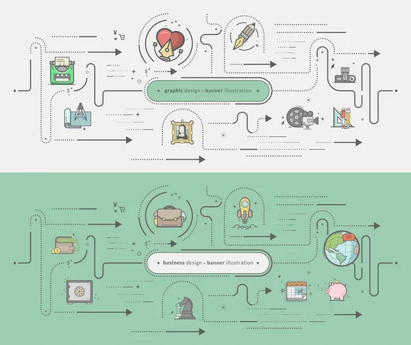 商业和平面设计横幅模板集合图标 — 图库矢量图片