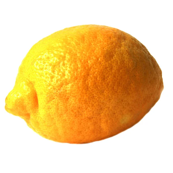 Yeşil yaprak beyaz arka plan üzerinde izole tek olgun limon
