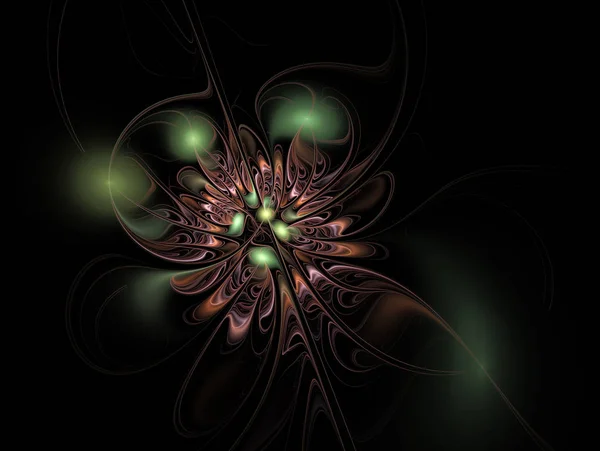 Abstract fractal green colored spots with brown lines