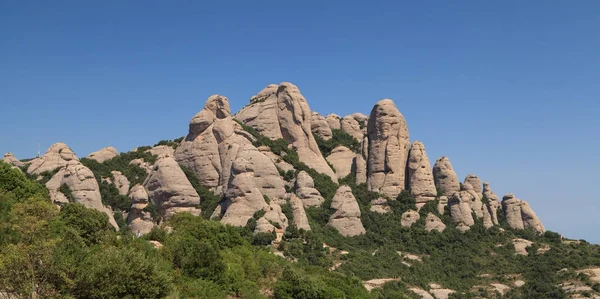 Vista Las Montañas Montserrat Hermoso Día Verano Cataluña España Fotos de stock libres de derechos