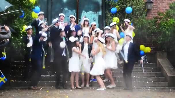 Graduación de la escuela secundaria en Ystad, Suecia — Vídeos de Stock