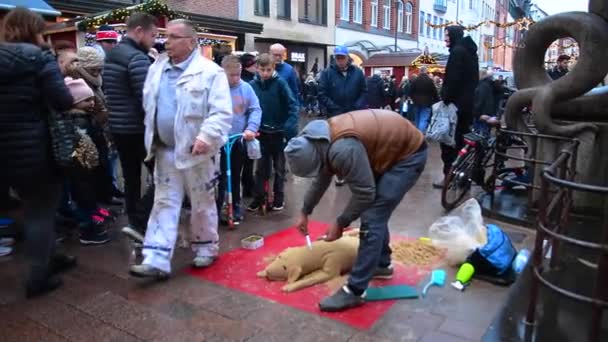 Streetartist in Flensburg, Germany — Stockvideo