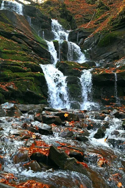 Shipot Waterfall Sju Naturliga Underverk Ukraina Den Vackraste Vattenfall Transcarpathia Stockbild